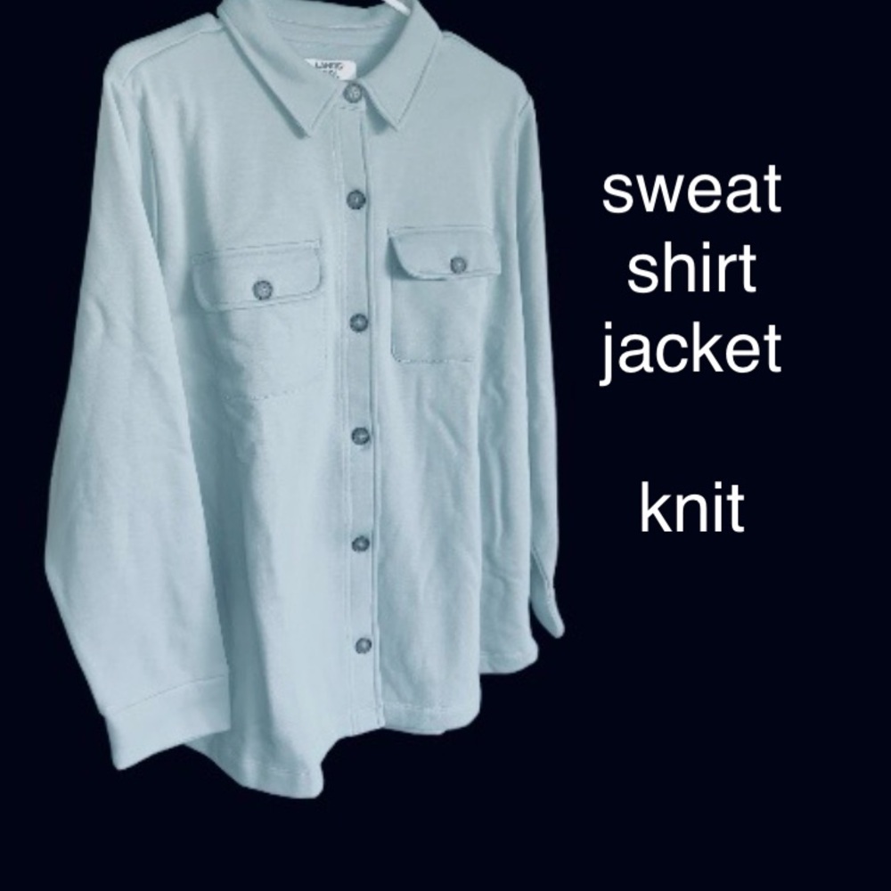 LANDSEND Wms Plus Serious Sweats Sweatshirt Shirt Jacket, Shacket